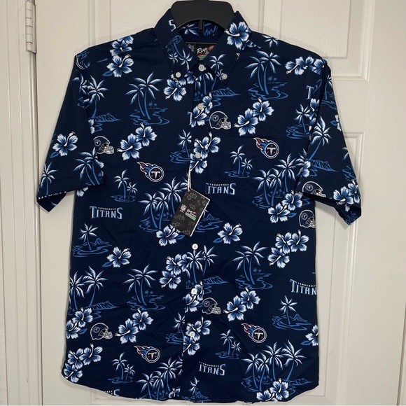 Tennessee Titans Reyn Spooner Navy Kekai Button Up Shirt Mens Medium Nylon Blend - Picture 2 of 4